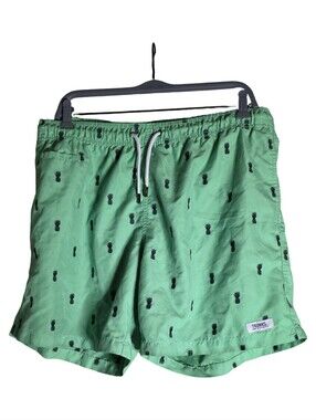 Trunks Surf & Swim Co Embroidered Pineapple Swim Trunks Men’s XL Green Tropical